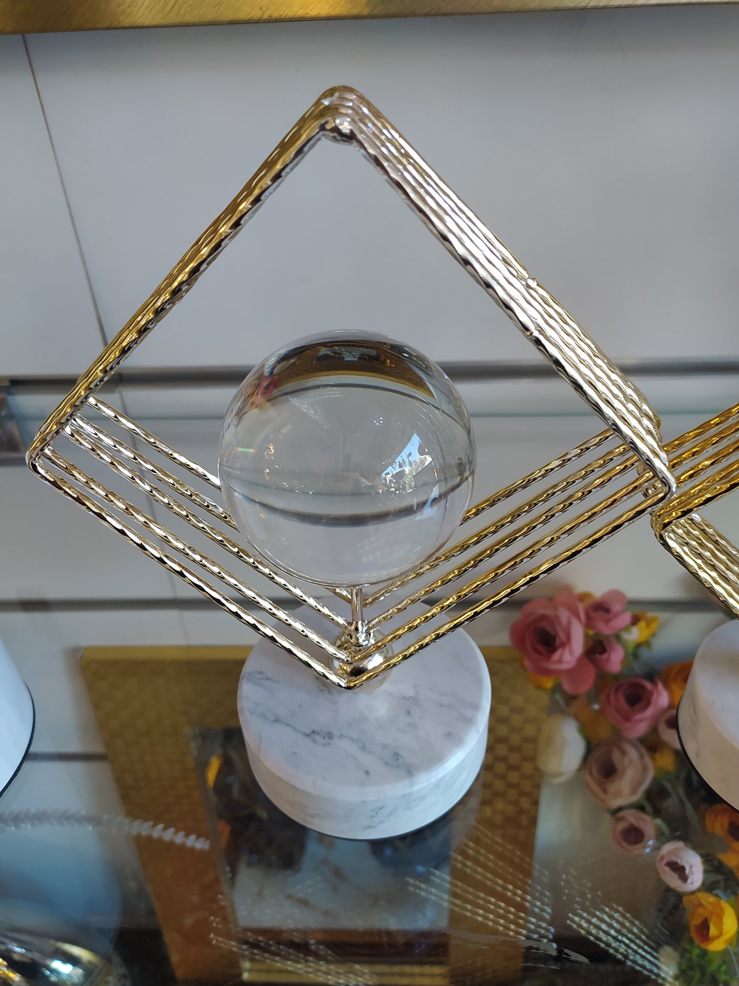 Lot de 2 Suspensions Nordiques Luxe - Boule Cristal & Métal - Décoration Élégante pour Salon & Bureau