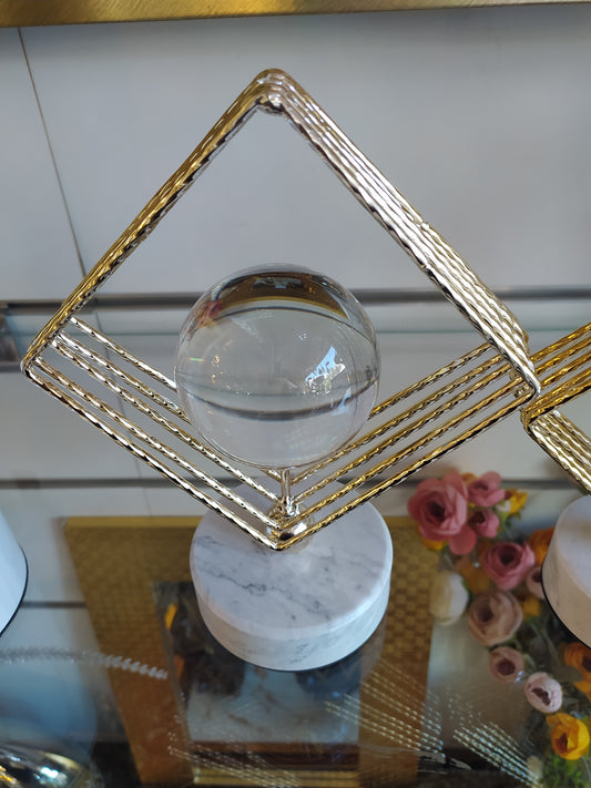 Lot de 2 Suspensions Nordiques Luxe - Boule Cristal & Métal - Décoration Élégante pour Salon & Bureau