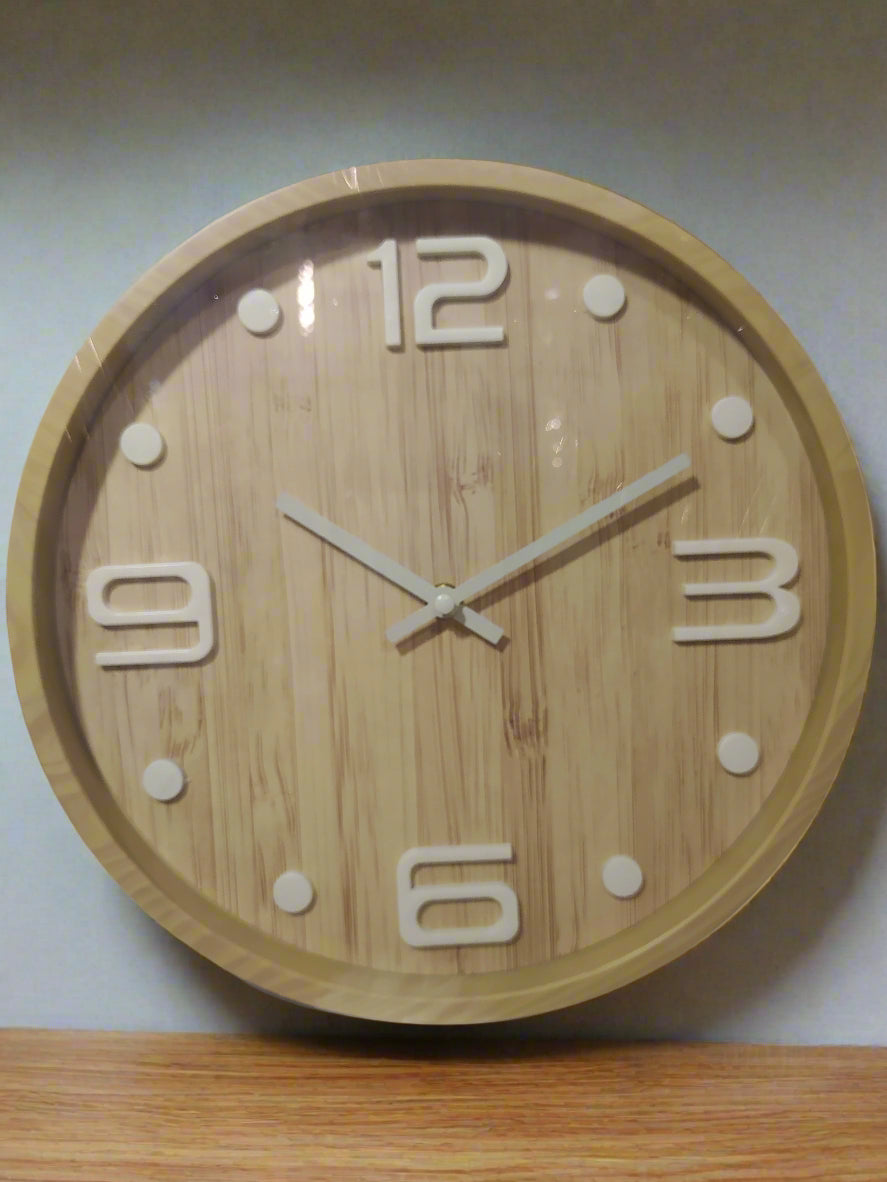 Horloge Murale Ronde en Bois Naturel - Élégance Rustique & Design Moderne - Parfait pour Salon, Bureau & Décoration Maison