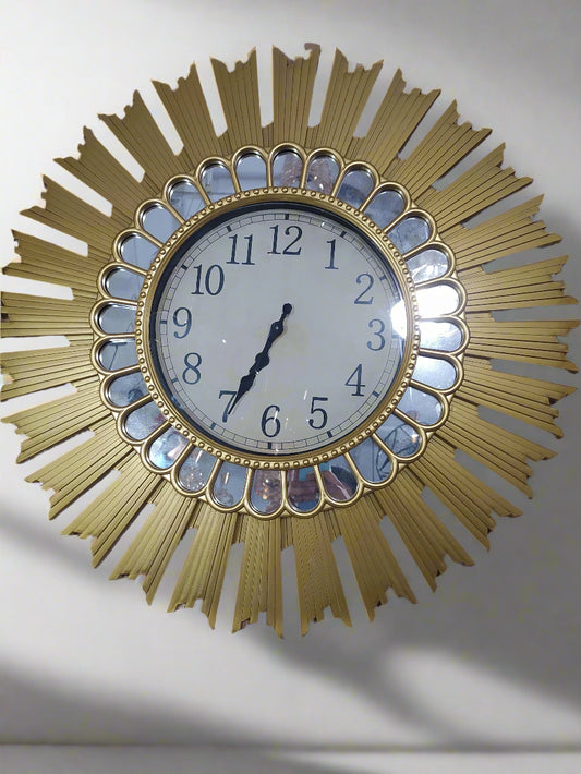 Horloge Murale Dorée Miroir en Inox - Mouvement Silencieux - Cadeau Élégant - Décoration d'Intérieur Exclusive