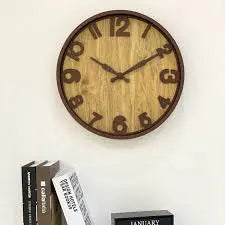 Horloge Murale Ronde en Bois Naturel - Élégance Rustique & Design Moderne - Parfait pour Salon, Bureau & Décoration Maison