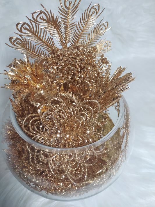 Planète Artificielle Dorée – Émerveillement et Élégance dans un Bocal en Verre