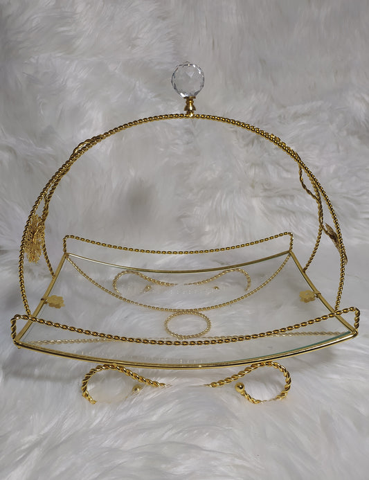 Plateau Fin en Verre Doré – Élégance & Brillance pour Votre Table | Chikh Essouk