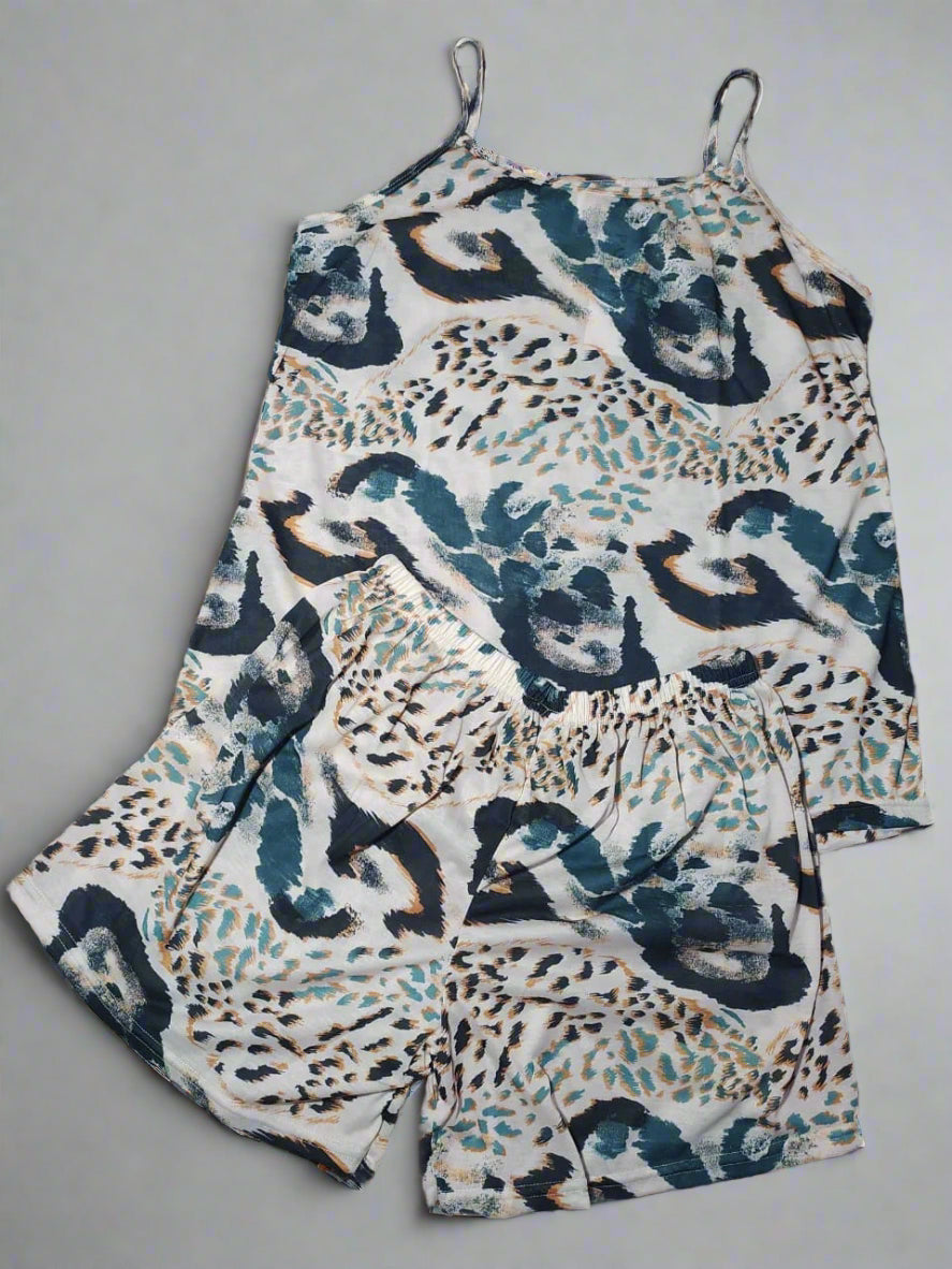 Ensemble Pyjama Femme 100% Coton – Motif Léopard Chic & Confort Léger