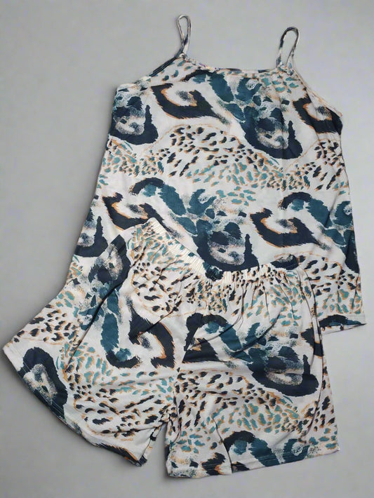 Ensemble Pyjama Femme 100% Coton – Motif Léopard Chic & Confort Léger
