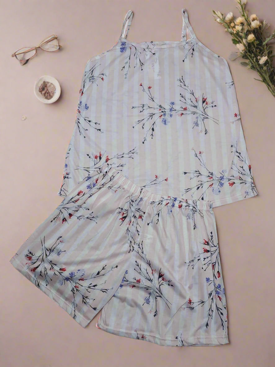 Ensemble de Pyjama Short & Top à Fines Brides – 100% Coton
