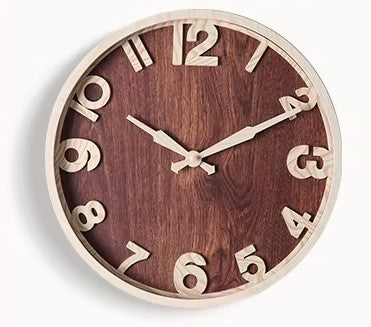 Horloge Murale Ronde en Bois Naturel - Élégance Rustique & Design Moderne - Parfait pour Salon, Bureau & Décoration Maison