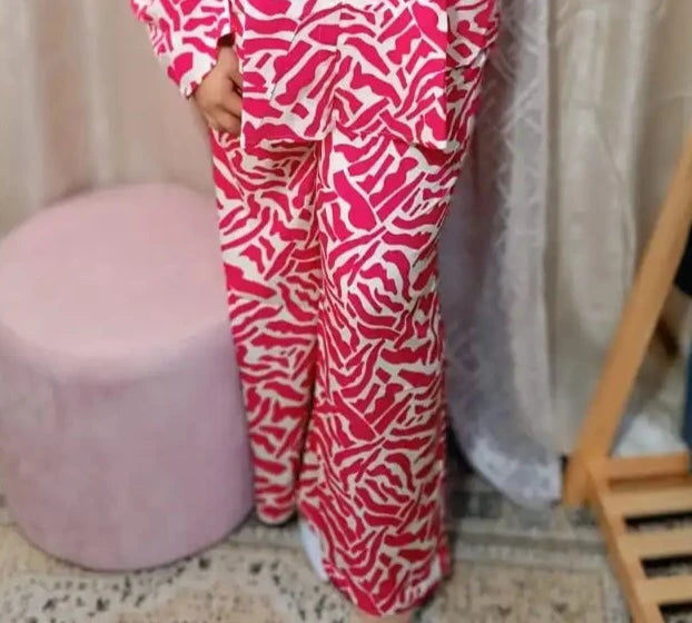 Ensemble Rose Élégant Femme - Chemise & Pantalon Large - Confort & Style