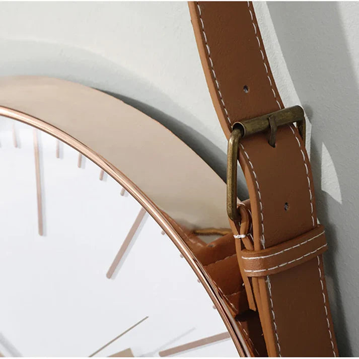Horloge Murale Suspendue en Cuir PU - Élégance Minimaliste & Design Moderne - Parfaite pour Salon, Bureau & Café