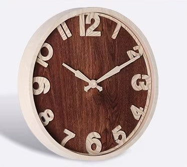 Horloge Murale Ronde en Bois Naturel - Élégance Rustique & Design Moderne - Parfait pour Salon, Bureau & Décoration Maison
