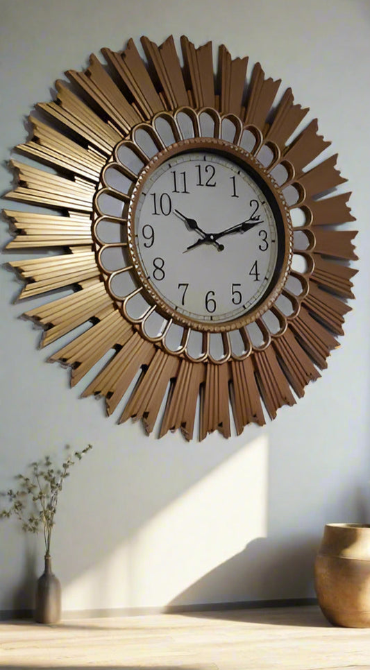 Horloge Murale Dorée Miroir en Inox - Mouvement Silencieux - Cadeau Élégant - Décoration d'Intérieur Exclusive