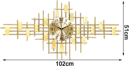 Horloge Murale Design Moderne Dorée – Grande Décoration Murale Métallique pour Salon et Salle à Manger