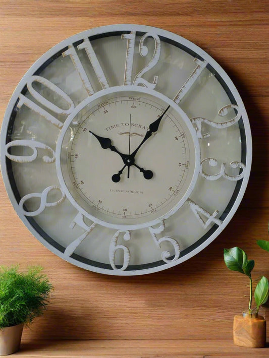 Horloge Murale Vintage – Cadran Squelette Papier Rétro – Décoration Élégante pour la Maison
