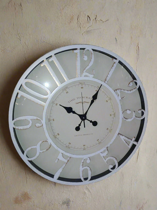 Horloge Murale Vintage – Cadran Squelette Papier Rétro – Décoration Élégante pour la Maison