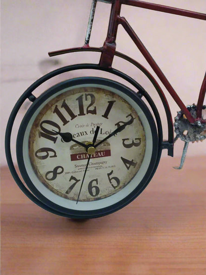 Horloge de Table Vintage en Forme de Vélo – Design Créatif en Métal – Silencieuse et Élégante pour Chambre, Bureau et Dortoir