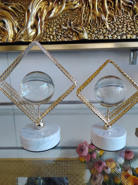 Lot de 2 Suspensions Nordiques Luxe - Boule Cristal & Métal - Décoration Élégante pour Salon & Bureau