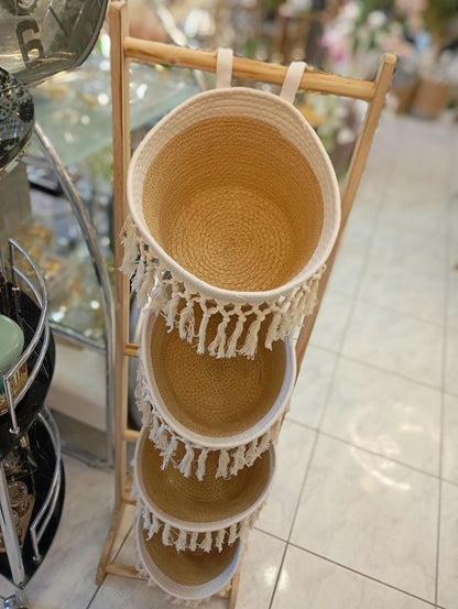 🌟 Support Bois & Paille Moderne – Élégance Naturelle pour Votre Intérieur 🌟