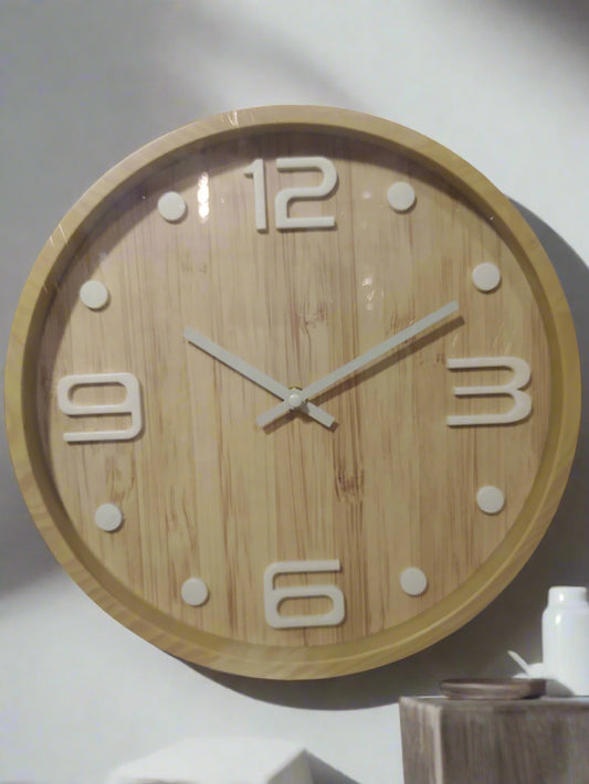 Horloge Murale Ronde en Bois Naturel - Élégance Rustique & Design Moderne - Parfait pour Salon, Bureau & Décoration Maison