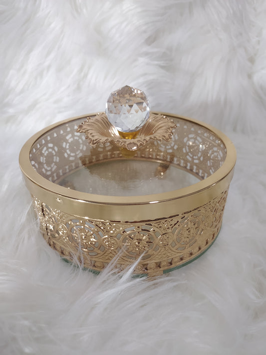 Bonbonnière Royale Dorée avec Bulle en Verre – Élégance et Brillance pour Vos Célébrations 💎