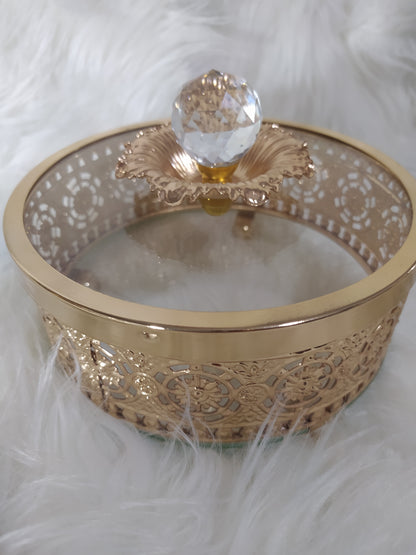 Bonbonnière Royale Dorée avec Bulle en Verre – Élégance et Brillance pour Vos Célébrations 💎