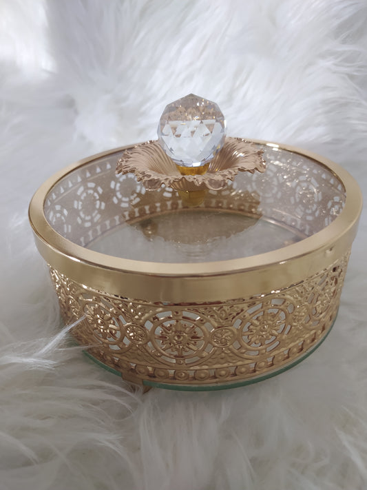 Bonbonnière Royale Dorée avec Bulle en Verre – Élégance et Brillance pour Vos Célébrations 💎