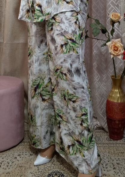 Ensemble Femme Imprimé Floral – Chemise & Pantalon Large