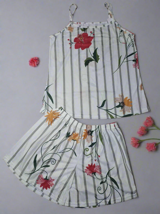 Ensemble Pyjama Femme 100% Coton – Élégance & Confort Floral