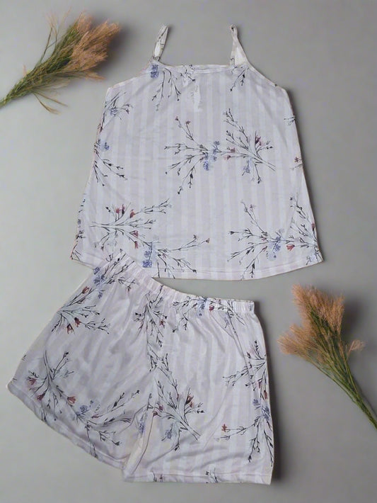 Ensemble de Pyjama Short & Top à Fines Brides – 100% Coton