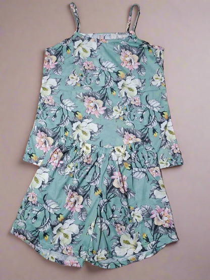 Ensemble de Pyjama Floral à Fines Brides – 100% Coton Ultra-Doux